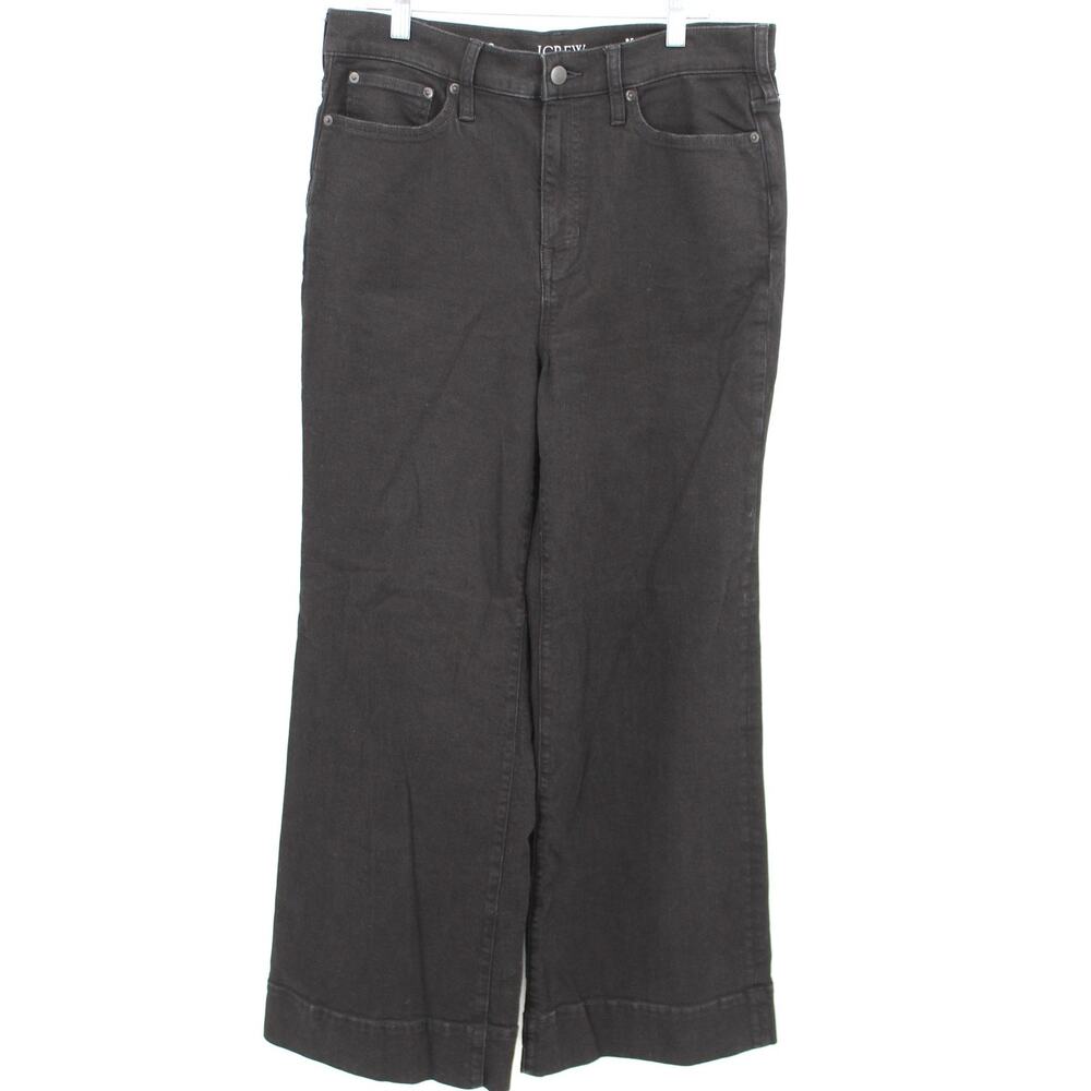 J.Crew 96 Black Denim Trousers Size 29 Wide Leg Jeans High Rise
